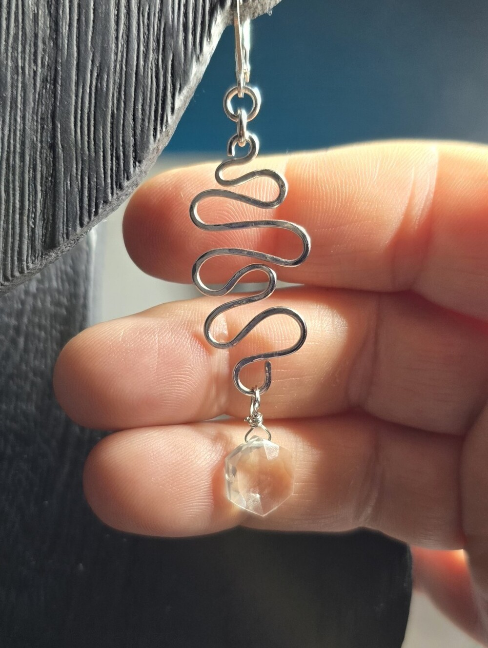 Stainless Steel Clear Quartz Earrings